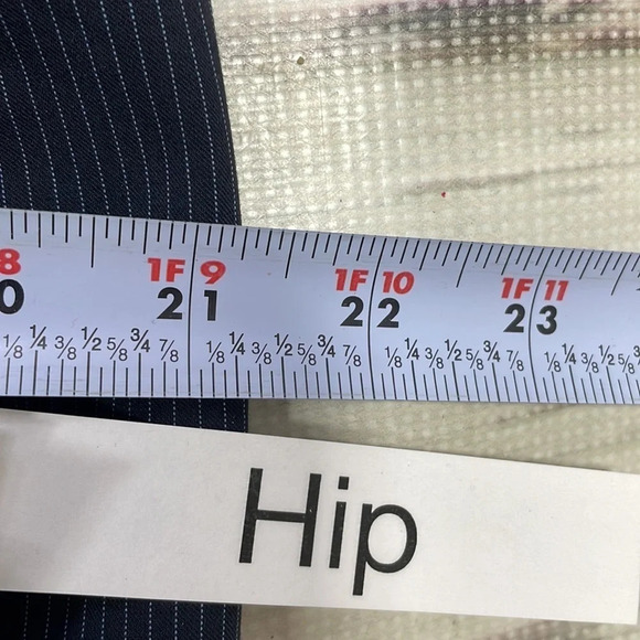 Oliver Bonas Skirt Paperbag Waist Blue Pinstripes Pockets Knee Length 14 - Picture 15 of 15